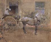 Joseph Crawhall The Governess Cart (mk46) oil painting on canvas